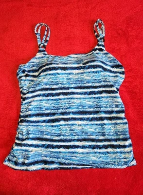 XL Women's Tankini Top Blue White Bathing Suit Swimwear Beach Pool SEXY - Image 1 of 4