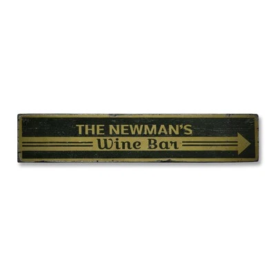 Wine Bar Arrow, Custom Family Name Home - Rustic Distressed Wood Sign - Image 1 of 2
