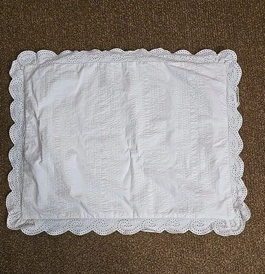 Ropa de cama Ralph Lauren Spring Hill blanca Seersucker farsa estándar Foto 1 de 4