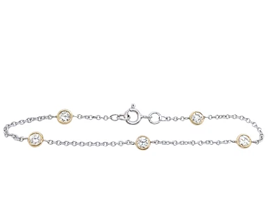 18ct Yellow & White Gold 5-Stone Natural Diamond Bracelet, 0.60ct - Image 1 of 4