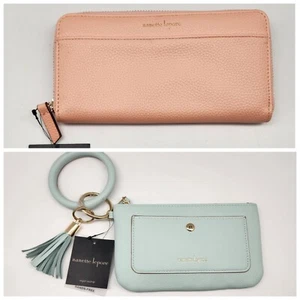 NANETTE LEPORE Zip Around Peach Wallet or Light Blue Wristlet Pouch YOU PICK - Picture 1 of 12