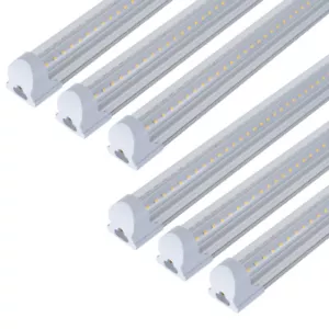 6 PACK 8FT Led Tube Light Fixture(Super Bright White) for Garage Shop Warehouse - Picture 1 of 9