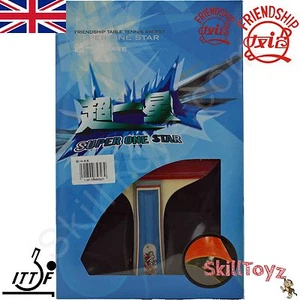 Friendship Super 1 Star Table Tennis Bat Racket + 2 FREE Protectors! UK STOCK - Picture 1 of 5