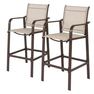 2PCS Bar Stools Bar Brown Indoor Outdoor Patio Bar Stools Relax Chair - Picture 1 of 12