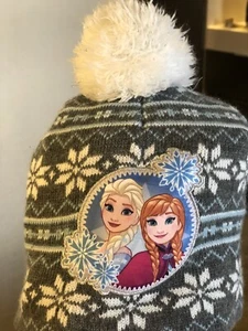 Disney Frozen Sisters Beanie with Silver Tinsel Pom Pom Toddler Girl 2T-5T - Picture 1 of 7