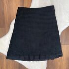 Eileen Fisher A-Line Midi Skirt Small Black Textured Windowpane Cotton Women's