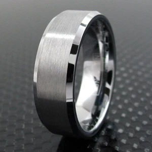 Wolframhartmetall Hochzeitsband Ring gebürstetes Silber Herrenschmuck Größe 5-15 + Hälfte - Bild 1 von 13