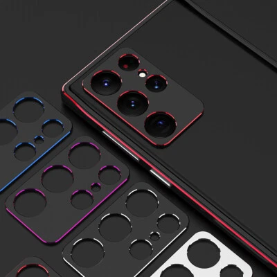 For Samsung S25 Ultra S23 FE S24 S21 Metal Hard Bumper Frame +Lens Protector - Image 1 of 4