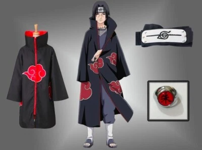 2021 Ninja Anime Cosplay Kostüm Akatsuki Mantel Uchiha Itachi NARUTO Stirnband A - Bild 1 von 4