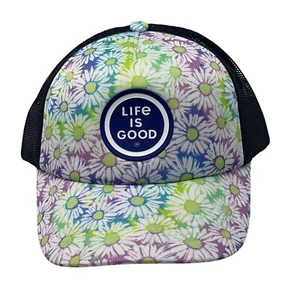 Life Is Good Tie Dye Daisy New Kids Trucker Hat Mesh Snapback Kids Large XL NWT - Picture 1 of 7