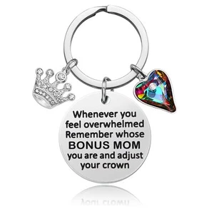 Bonus Mom Keychain for Women Bonus Mom Valentine gifts from Daughter And Son - Picture 1 of 7