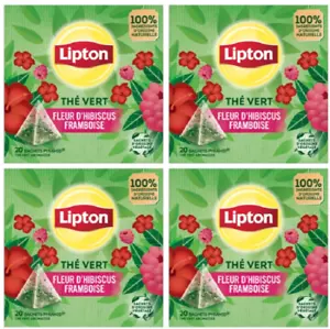 LIPTON GREEN TEA - HIBISCUS & RASPBERRY - 4x20 TEA BAGS - NATURAL FRUIT INFUSION - Picture 1 of 1
