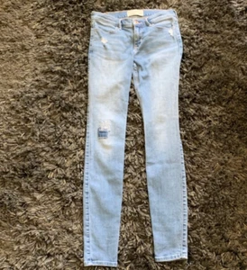 Abercrombie Kids Light Wash Patchwork Super Skinny Fit Jeans 💛 Girls Size 13-14 - Picture 1 of 8