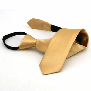 Kids Men's Solid Color Ready Knot Pre Tied Formal Zipper Tie Neck Wear Gift, - Picture 1 of 24