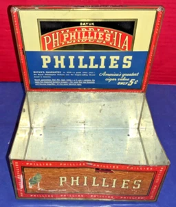 Vintage Bayuk Philadelphia Phillies Perfecto Metal Tin Cigar Tobacco Box 5¢ - Picture 1 of 11