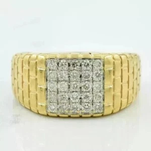 2Ct Round Simulated Diamond Men Wedding Engagement Ring 14k Yellow Gold Plated - Picture 1 of 4