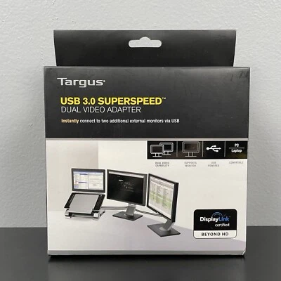Targus USB 3.0 SuperSpeed Dual Video Adapter DisplayLink PC/Laptop ACA039US 2012 - Image 1 of 4