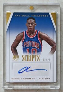 PANINI NATIONAL TREASURES 2013-14 SCRIPTS DENNIS RODMAN CAR GOLD PROOF 2/25