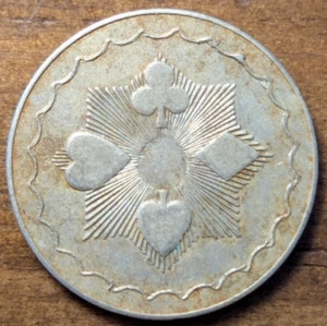Radiant Four Suits Hearts Clubs Diamonds Spades Rays 1 Game Counter Coin Token - Picture 1 of 4
