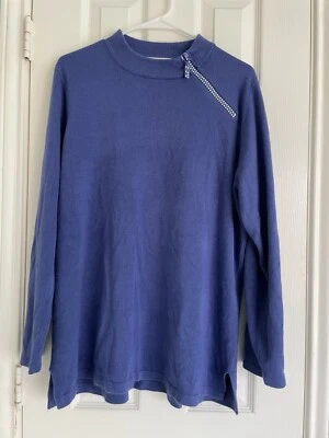 Quacker Factory Soft Purple Sweater Rhinestone zipper 1X - Image 1 of 4