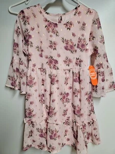 Wonder Nation Girls Pink Floral Chiffon Mini Dress Size S (6-6X) - Picture 1 of 4