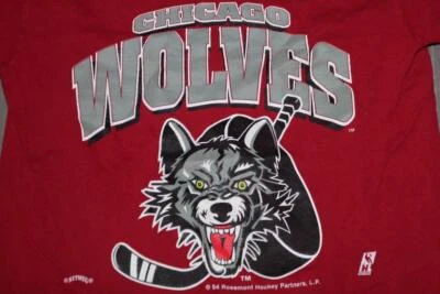 CAMISETA JUVENIL VINTAGE AÑOS 90 NUTMEG MILLS CHICAGO WOLVES CAMISETA NHL 1994 GRANDE RARA Foto 1 de 4