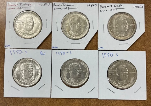 1950 S Booker T. Washington Commemorative 6  Half Dollars BU/  AU Cover