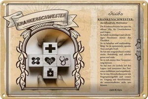 Blechschild Berufe 30x20 cm Krankenschwester Kraft Trost Mut Schild tin sign - Bild 1 von 5