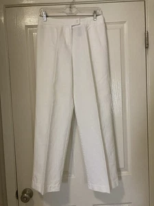 Vintage Liz Claiborne Größe 6 Audra weiß Leinenmischung Bundfaltenhose Hose - Bild 1 von 3