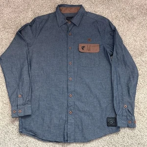 Camicia jeans uomo stelle e spalline famose media bottoni davanti manica lunga logo - Foto 1 di 12