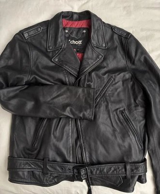 Schott Perfecto Men’s Black Leather Jacket, XL - Image 1 of 4
