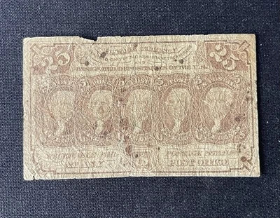 U.S. Postage 25¢ Cents Fractional Currency First Issue - Image 1 of 2