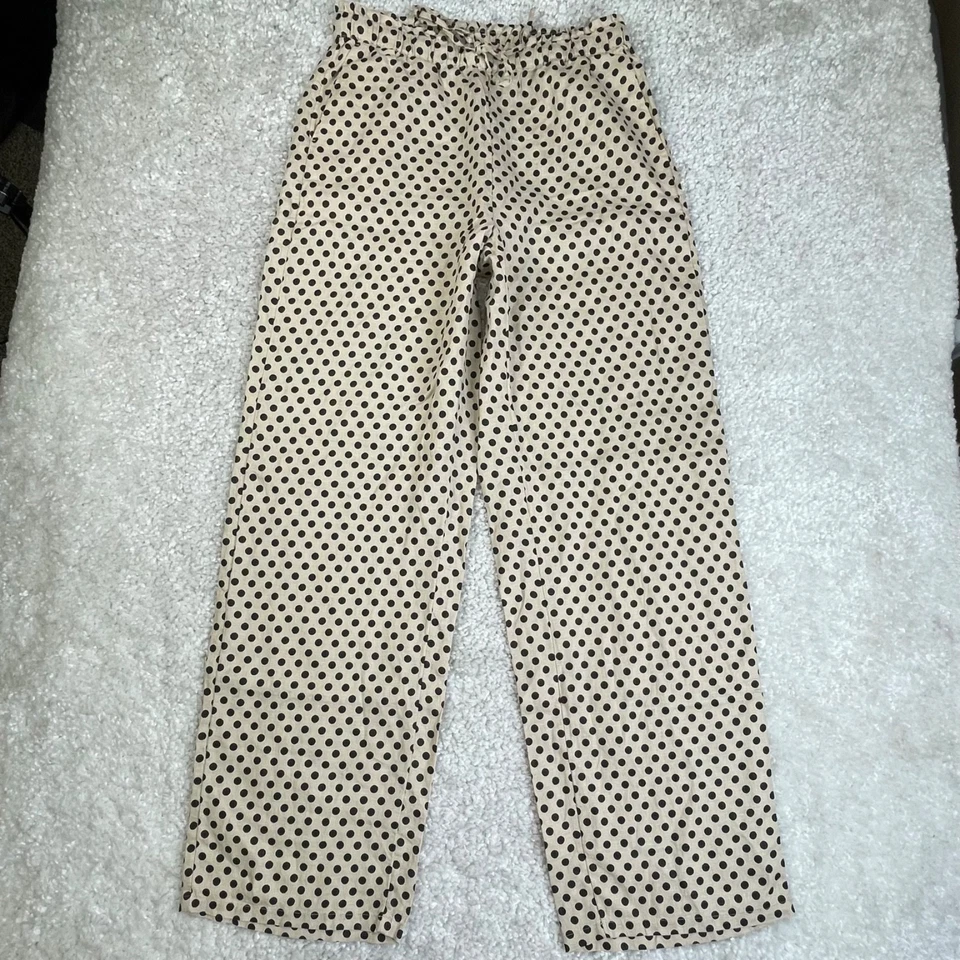 J. Crew Solei Linen Pant Polka Dot Black Beige Womens Small - Image 1 of 4