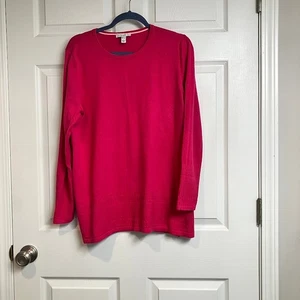 Isaac Mizrahi Live Textured Fuchsia Pink Scoopneck Cotton Viscose Sweater Size L - Picture 1 of 8