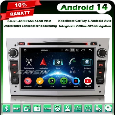8-Kern Android 14 CD Autoradio GPS Navi Opel Corsa Antara Zafira Vectra C Vivaro - Bild 1 von 4