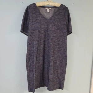 Vestido para mujer WHBM talla XL azul a rayas manga corta elástico cuello en V - Imagen 1 de 6