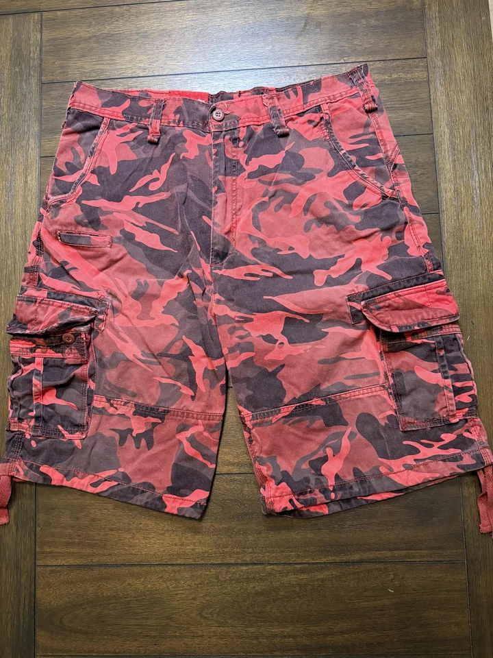 Pantalones Cortos Jordan Craig Carga Para Hombres 38 Rojo Camuflaje Multi Bolsillo Utilidad Ropa de Calle Foto 1 de 4