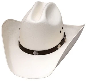 Natural Straw Cowboy Hat Cattleman Style with Silver Conchos for Kids - Picture 1 of 3