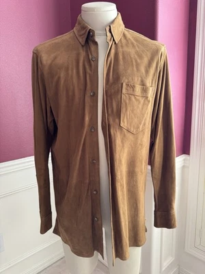 Camisa polo masculina vintage de camurça rapé Ralph Lauren média - Imagem 1 de 4