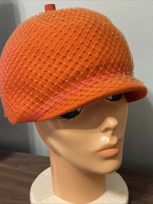 Sombrero Bobbie Vintage Años 60 Neumann Endler Fairfield Fieltro Naranja Lana Red EE. UU. Foto 1 de 4