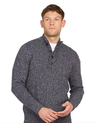 Barbour Men’s Sweater Pullover M Sid Half Zip Navy Marl M NWT Wool Blend - Image 1 of 4