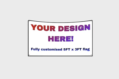 DESIGN YOUR OWN FLAG. 5FT X 3FT. CUSTOM FLAG BANNER. PERSONALISED FLAG. - Image 1 of 2
