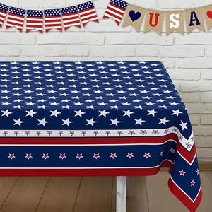 Fourth of July Tablecloth Memorial Day Patriotic Table Cloth American Flag, Star - Picture 1 of 12