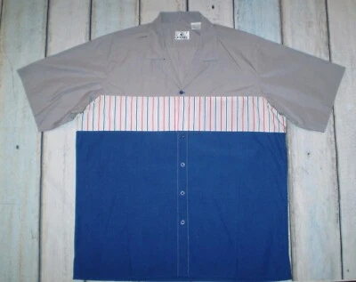 Vintage JOCKEY Mens Ugly Roomy Short Sleeve Shirt Size L 25x29 2 Tone Stripes *X - Image 1 of 4