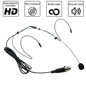 Black Headset Mic Wear Microphone Mini XLR 4 Pin TA4F For Shure Wireless System - Picture 1 of 6