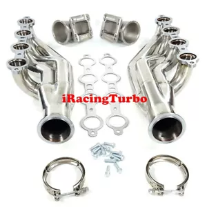 Turbo Exhaust Header Manifold+3" V band ID Elbow Adapter For V8 LS1/LS2/LS3/LS6 - Foto 1 di 5