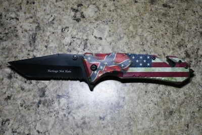 Navaja de Bolsillo 8" ASPECTO ANTIGUO DOBLE HISTORIA BANDERA E-Z ABIERTA TÁCTICA Asistida por Resorte Foto 1 de 4