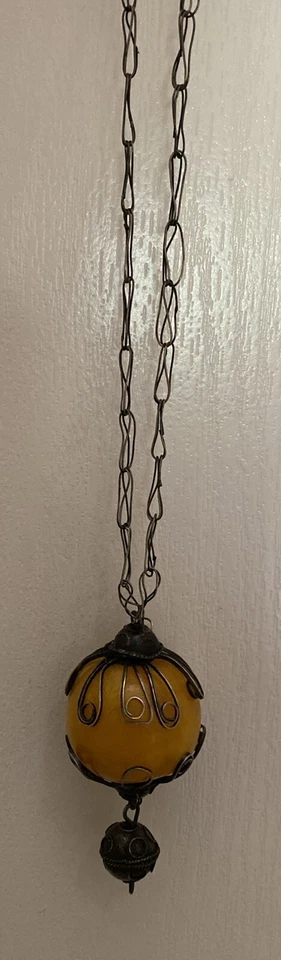 LARGE CHINESE TIBETAN NATURAL BALTIC EGG YOLK AMBER NECKLACE 27 In - Image 1 of 4