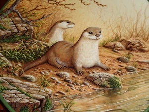 Royal Doulton Collectors Plate OTTER PAIR ON A RIVER BANK  - Picture 1 of 3