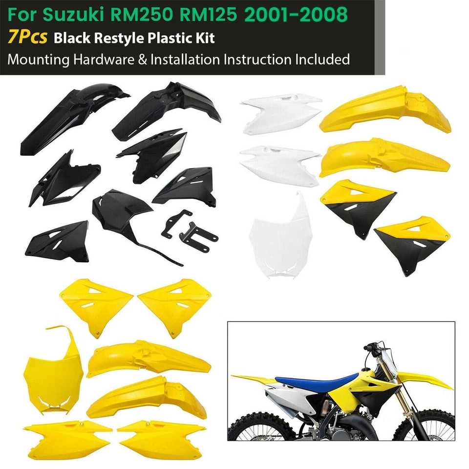 Restyled 完整身体整流塑料套件适用于铃木 RM125 RM250 2001 - 2008 — 第 1/4 张图片